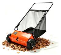 Garvee Balayeuse à Gazon 54cm - Brosses v Réglables, Sac Collecteur de 170L | Ramasseur de Feuilles et d'herbe pour Jardin et Pelouse