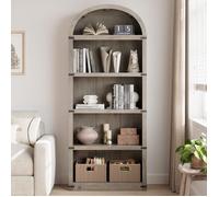 Garvee Bibliothèque 5 Étagères Cintrées Style Ferme, Étagère de Rangement en Bois pour Maison Bureau ou Salon, Gris