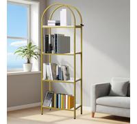 Garvee Bibliothèque, Étagère de Rangement à 4 Étagères, Cadre en Métal, Étagère Industrielle Meuble de Rangement pour Salon, Chambre, Bureau, 60 x 30 x 183 cm