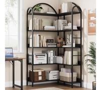 Garvee Bibliothèque, Étagère de Rangement, Bibliothèque d'angle avec 10 Étagères, Cadre en Métal, Style Industriel, 78x78x175 cm, pour Salon, Bureau, Noir
