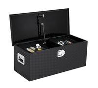 Garvee Boîte à outils benne camion aluminium robuste - Étanche, verrouillable, plaque diamant étoile - Poignées latérales - Idéal pick-up/remorque - 91x38x38cm - Motif étoile noir, boîte métal non