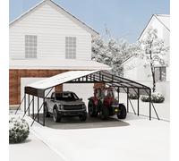 Garvee Bri Voiture 20x20 Robuste, Garage Externe en Métal avec Toit Acier Galvanisé, Haut Abri pour Voiture, Camion, Tracteur Et Camping-Car