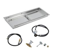 Garvee Brûleur De Brasero Extérieur Encastrable En Acier Inoxydable - Foyer Rectangulaire Pour Gaz Naturel Et Propane - Kit Complet Avec Tuyau - Résistant Pour Terrasse Et Jardin