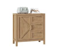 Garvee Buffet Bas Chic en Noyer 90 cm Grand Rangement Spacieux Étagère Réglable & Portes Salon & Entrée