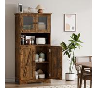 Garvee Buffet Haut Cuisine 130cm, Meuble De Cuisine Rangement, Colori Retrò | Vaisselier Cuisine Vitrine à 4 Compartiments, avec Portes en Verre Et Étagères Réglables, pour Micro-Ondes, Style Moderne