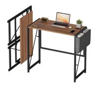 Garvee Bureau Pliant 80 cm Cadre Acier Bois Naturel