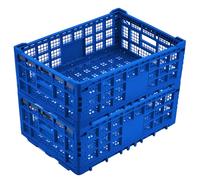 Garvee Cagette Plastique Pliable Empilable 52 L, Bleu | avec Poignées, Panier de Rangement Multiusage pour Fruits, Légumes, Vêtements, Jouets et Produits d’Épicerie
