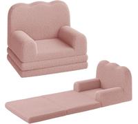 Garvee Canapé Convertible 2 En 1 Pour Enfants : Fauteuil Et Lit Pliant En Mousse. Tissu Sherpa Doux. Idéal Pour La Salle De Jeux, La Chambre d'Enfant Et Comme Cadeau. Coloris Gris Clair/Vert.