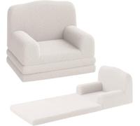 Garvee Canapé Convertible 2 En 1 Pour Enfants : Fauteuil Et Lit Pliant En Mousse. Tissu Sherpa Doux. Idéal Pour La Salle De Jeux, La Chambre d'Enfant Et Comme Cadeau. Coloris Gris Clair/Vert.