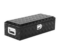 Garvee Coffre à Outils en Aluminium Massif 99x33x25cm- Étanche, Serrure, poignées latérales - pour Pick-up, remorque, lit Camion, mécanique - Plaque diamantée Noire Cinq Bandes