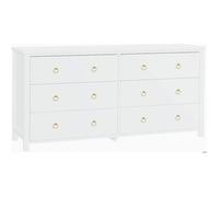 Garvee COMMODE DE CHAMBRE -commode blanche -grand espace de rangement -design moderne et bohème- 6 tiroirs -poignées rondes