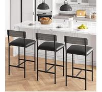 Garvee Ensemble 2 Tabourets de Bar avec Dossier et Repose-pieds Rembourrés pour Îlot de Cuisine ou Salle à Manger, Gris