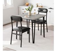 Garvee Ensemble Repas 2 Personnes, Table de Cuisine et 2 Chaises Rembourrées, Idéal Petits Espaces, Gris