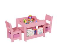 Garvee Ensemble Table Et 2 Chaises Enfant en Bois, Plateau Amovible, Tiroir De Rangement, étagères à Livres - Idéal Dessin, Lecture, Loisirs Créatifs, Devoirs, Salle De Jeux