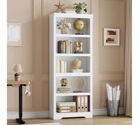 Garvee Étagère 5 Niveaux, Bibliothèque Ouverte avec Rayons Réglables, Sécurisée par Kit Anti-Basculement, Design Contemporain, pour Salon, Bureau, Home Office et Petits Espaces, Blanc