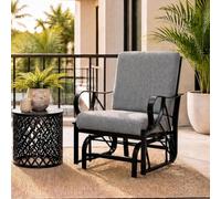 Garvee Fauteuil à Bascule De Jardin Lot De 2 - Structure Métallique Robuste - Coussin Amovible Confortable épais - Accoudoirs Incurvés - Mouvement Fluide - Style Moderne élégant pour Patio, Terrasse