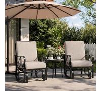 Garvee Fauteuil à Bascule De Jardin Lot De 2 - Structure Métallique Robuste - Coussin Amovible Confortable épais - Accoudoirs Incurvés - Mouvement Fluide - Style Moderne élégant pour Patio, Terrasse