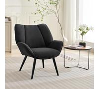 Garvee Fauteuil Lounge Design Moderne en Tissu Corde avec Pieds Métal Noir Mat - Confort Ergonomique Et Style Élégant pour Salon, Bureau Ou Chambre