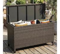 Garvee Grand Coffre De Rangement Extérieur 125 Gallons (473 l) Sur Roulettes, Résine Tressée Imperméable, Poignées Robustes, Idéal Pour Jardin, Terrasse, Piscine Et Balcon