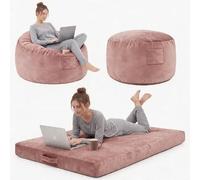 Garvee Grand Pouf Poire 4 en 1 Velours Côtelé 4ft - Fauteuil Géant en Mousse à Mémoire De Forme, Housse Amovible Lavable en Machine, Canapé Lit Détente pour Adultes, Ados, Chambre Ou Salon