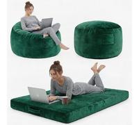Garvee Grand Pouf Poire 4 en 1 Velours Côtelé 4ft - Fauteuil Géant en Mousse à Mémoire De Forme, Housse Amovible Lavable en Machine, Canapé Lit Détente pour Adultes, Ados, Chambre Ou Salon