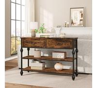 Garvee Industrial Narrow Console Table - 2 Drawers, 2-Tier Storage Shelves, Entryway Sofa Table for Living Room, Hallway, Foyer, Behind Couch, Kitchen Counter - Modern Design