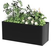 Garvee Jardinière surélevée externera Longue en métal Noir - Acier résistant, Grand capacité, Montage sans Outil, Fond Ouvert pour Drainage optimisé - Parfaite externeérieur/intérieur, Balcon,