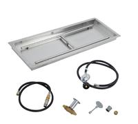 Garvee Kit de Foyer encastrable de 36 x 12 inch, brûleur en Forme de H, Foyer Rectangulaire pour Gaz Naturel Et Propane, Insert de Table en Acier Inoxydable pour Terrasse Et Jardin