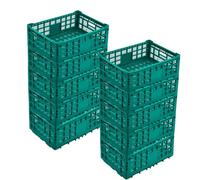 Garvee Lot de 10 caisses pliables robustes 52L - Plastique vert renforcé, empilables - Pour bureau, maison, jouets, garage - Multifonctions - 10PCS vert