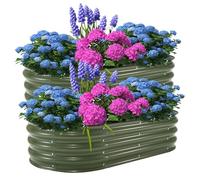 Garvee Lot De 2 Bacs De Jardin Ovales, Jardinières Surélevées sans Fond Robustes, Faciles à Assembler, Idéales pour Potager Extérieur, Balcon Et Terrasse