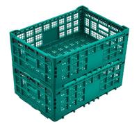 Garvee Lot de 2 Cagette Plastique Pliable Empilable 52 L | avec Poignées, Panier de Rangement Multiusage pour Fruits, Légumes, Vêtements, Jouets et Produits d’Épicerie