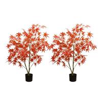 Garvee Lot De 2 Érables Rouges Artificiels Décoration Florale De Sol