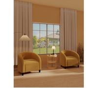Garvee Lot de 2 fauteuils lounge en tissu bouclette - Dossier arrondi, rembourrage épais, accoudoirs doux, couleur jaune