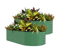 Garvee - Lot de 2 jardinières surélevées galvanisées - Jardinière de 305 x 122 x 46 cm pour légumes, fleurs, boîte de jardin résistante à la rouille, jardinières surélevées faciles à assembler