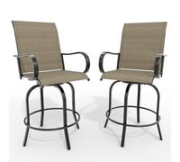Garvee Lot De 2 Tabourets De Bar Extérieur Pivotants 360°, Tissu Textilène Résistant UV Et Humidité, Mobilier Robuste pour Terrasse, Jardin Et Patio