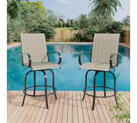 Garvee Lot De 2 Tabourets De Bar Extérieur Pivotants 360°, Tissu Textilène Résistant UV Et Humidité, Mobilier Robuste pour Terrasse, Jardin Et Patio