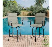 Garvee Lot De 2 Tabourets De Bar Extérieur Pivotants 360°, Tissu Textilène Résistant UV Et Humidité, Mobilier Robuste pour Terrasse, Jardin Et Patio