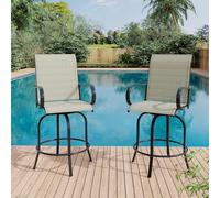 Garvee Lot De 2 Tabourets De Bar Extérieur Pivotants 360°, Tissu Textilène Résistant UV Et Humidité, Mobilier Robuste pour Terrasse, Jardin Et Patio