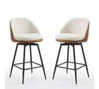 Garvee Lot de 2 Tabourets de Bar Modernes Pivotants 66 cm, avec Dossier et Assise Rembourrée, Structure Métallique, pour Îlot de Cuisine, Comptoir ou Bar, Beige