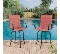 Garvee Lot De 2 Tabourets De Bar Pivotants d’Extérieur, Dossier Élevé Et Accoudoirs, Siège en Tissu Textilène, Rotation 360°, Idéaux pour Terrasse, Balcon, Jardin