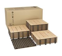 Garvee Lot de 22 Dalles Acacia Massif 30x30cm - Clipsables & Antidérapantes - Terrasse & Balcon - Vernis Naturel