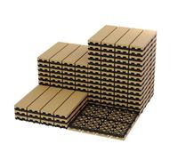 Garvee Lot de 27 Dalles Composite Clipsables - Effet Bois Teck - Antidérapantes & Résistantes - Sol & Mur Extérieur