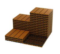 Garvee Lot de 27 Dalles Extérieures Composite - Imitation Bois Teck - Clipsables, Étanches & Antidérapantes - Sol & Mur Extérieur