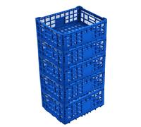 Garvee Lot de 5 Cagette Plastique Pliable Empilable 52 L, Bleu | avec Poignées, Panier de Rangement Multiusage pour Fruits, Légumes, Vêtements, Jouets et Produits d’Épicerie