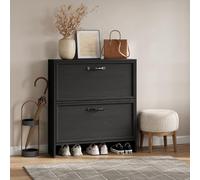 Garvee Meuble à Chaussures Étroit 2 Tiroirs Abattants, Énorme Capacité Et Sécurité Renforcée, Étagère Réglable, Armoire Cachée Idéale pour Entrée/Couloir