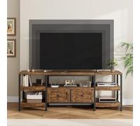 Garvee Meuble TV Industriel Moderne 1,6 mètre, 2 tiroirs, étagères Ouvertes, Cadre Robuste, Style Rustique - pour Salon - Coloris rétro