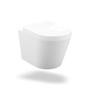 Garvee Pack cuvette WC suspendue- Cuvette Sans Rebord Avec Abattant à Fermeture Douce, Design Compact 51 cm, Puissance De Chasse 3-4l, Installation Facile, Blanc - Idéal Pour Petits Espaces