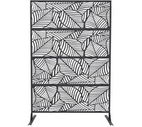 Garvee Panneau Brise-Vue De Jardin Autoportant En Métal-Clôture Décorative Antirouille,Panneau ajouré,Style de feuille,Noir Rayé