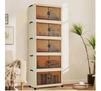 Garvee Penderie souple -Armoire De Rangement Pliable- en Plastique Robuste - Portes Magnétiques - Boîte De Rangement Empilable