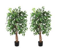 Garvee Plante Artificielle Ficus Hauteur 180 cm, Arbre Artificiel 1008 Feuilles, Double Tronc Branches Liane Lichen Feuilles Grand Réalisme Déco Intérieure & Extérieure, Salon, Bureau